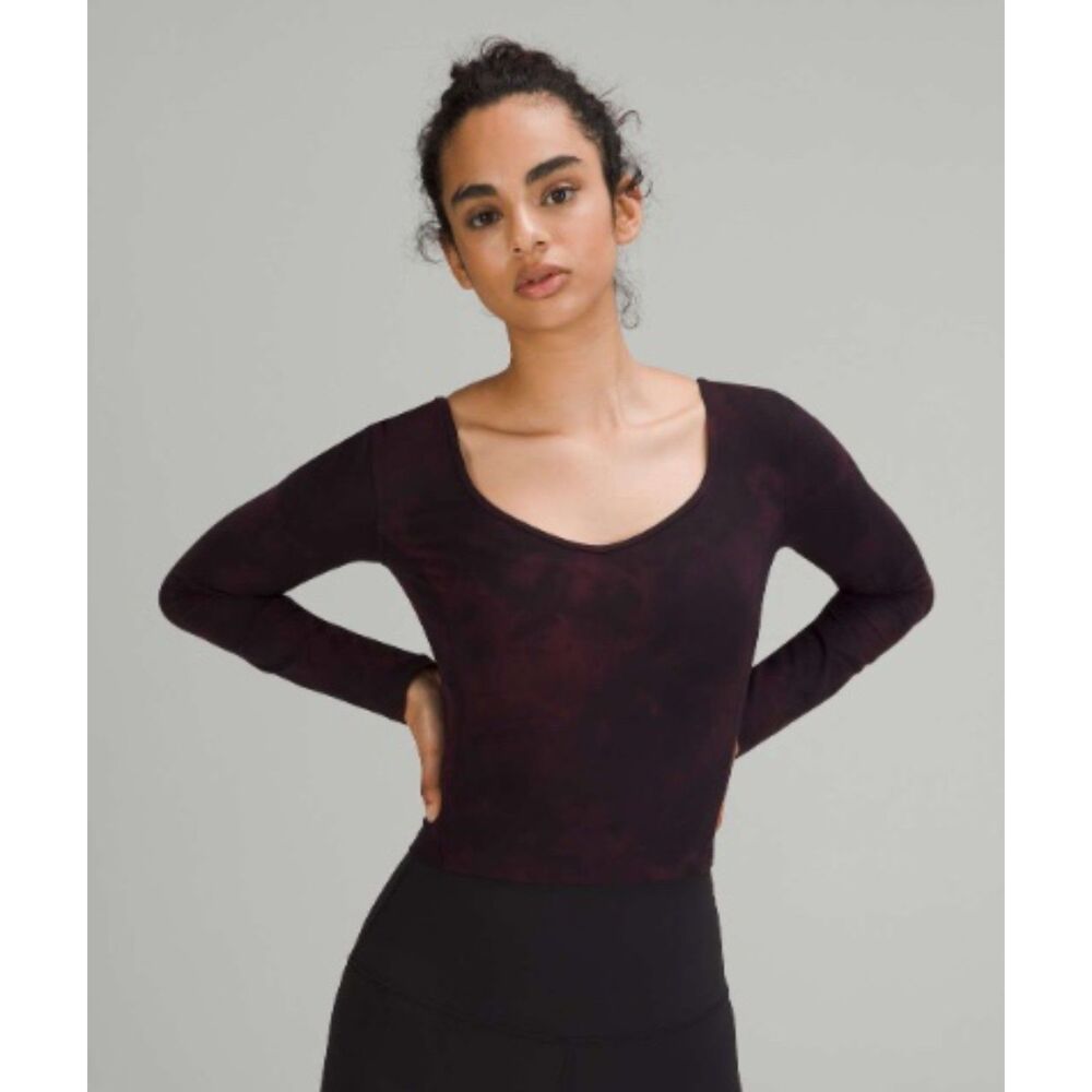 EUC Lululemon Align Long Sleeve Shirt Diamond Dye Cassis Black 10